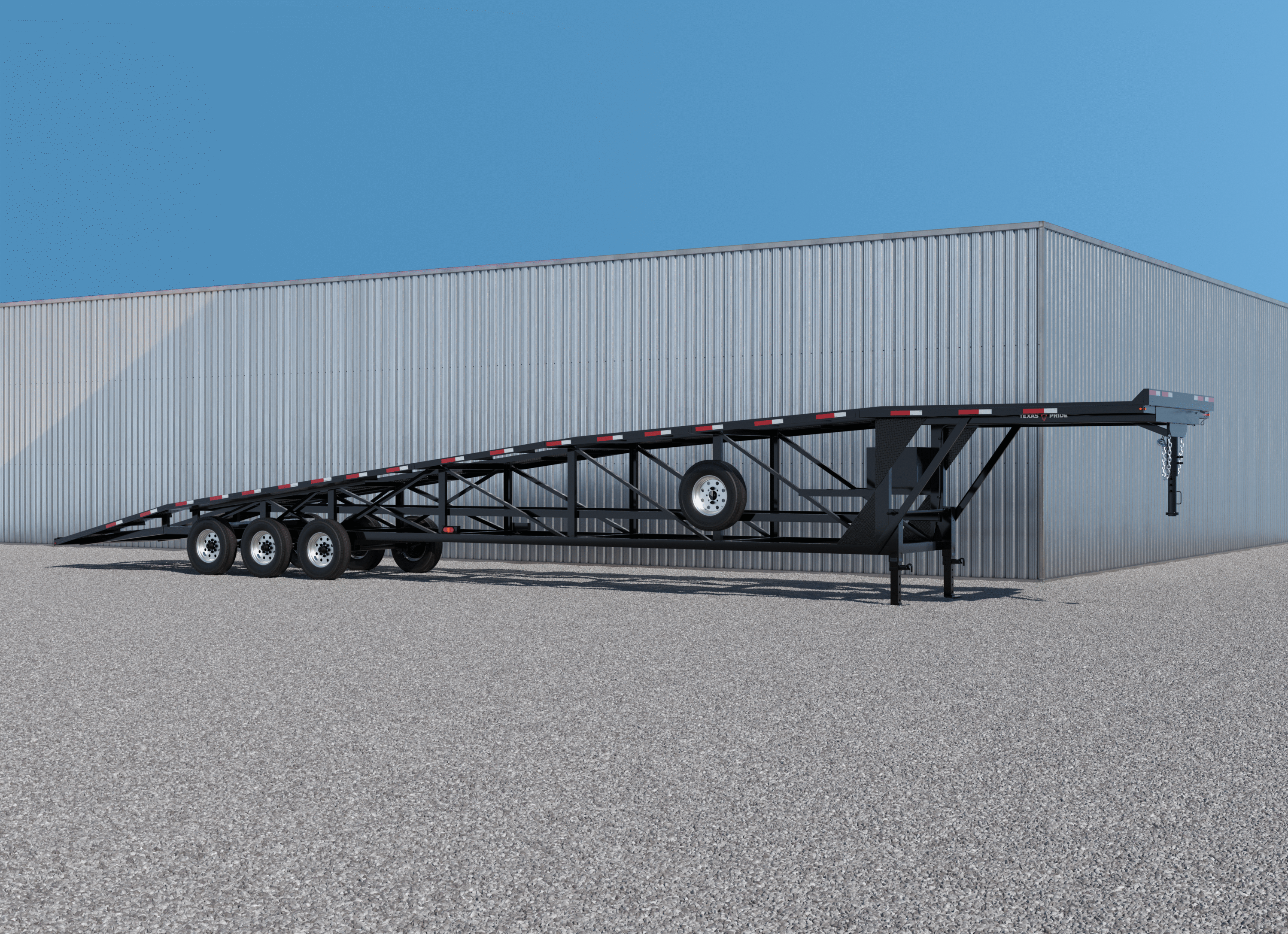 Texas Pride Trailers 3-Car Hauler 21K 90"x50’' Gooseneck, Triple Axle, Wedge Trailer – car hauler trailer engineered to transport multiple vehicles securely with tandem or triple axle support.