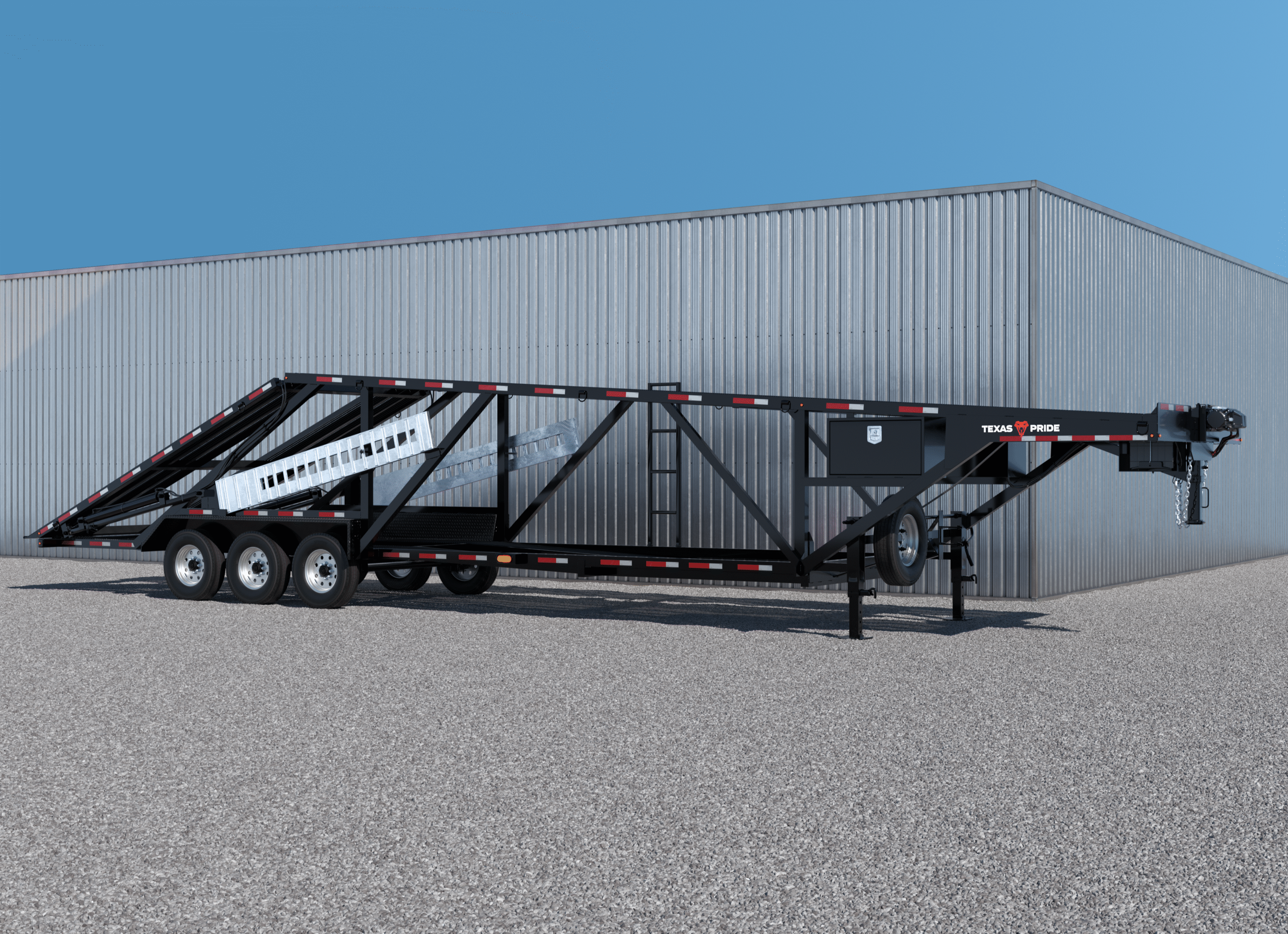 Texas Pride Trailers 5-Car Hauler 26K, 8×47 Double Deck, Gooseneck, Triple Axle – car hauler trailer engineered to transport multiple vehicles securely with tandem or triple axle support.