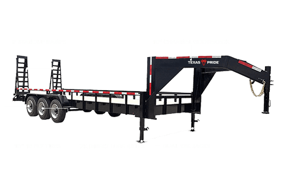 21k lb GVWR Gooseneck Lowboy Equipment Trailer With Rails for Sale